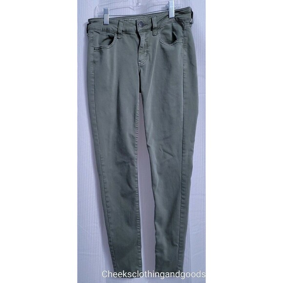 American Eagle Jegging Green Super Stretch Jeans Women's size 4 Regular - Picture 1 of 5